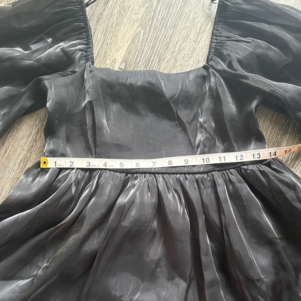 Shiny Black Tulle Baby Doll Dress - Picture 5 of 6